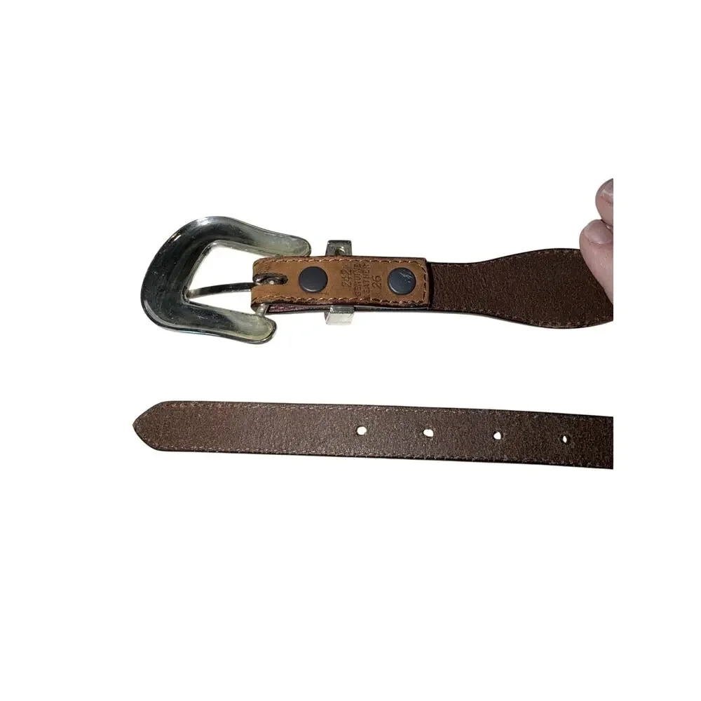 DDD 3D Belt tan leather with silver heart women’s belt western 24 - 28 inches